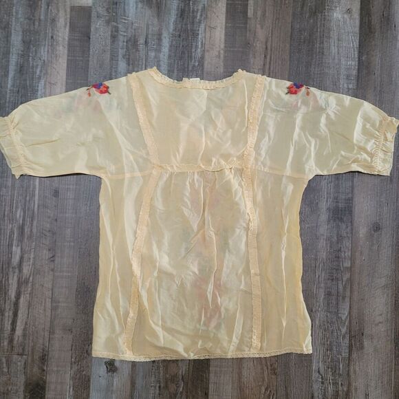 Sundance Yellow Floral Embroidered Peasant Blouse Cotton Size S - Picture 5 of 7